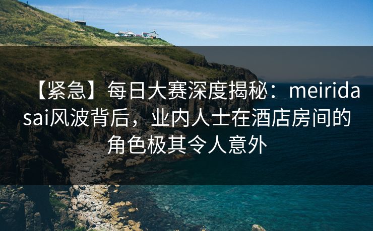 【紧急】每日大赛深度揭秘：meiridasai风波背后，业内人士在酒店房间的角色极其令人意外