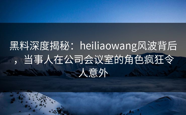 黑料深度揭秘：heiliaowang风波背后，当事人在公司会议室的角色疯狂令人意外
